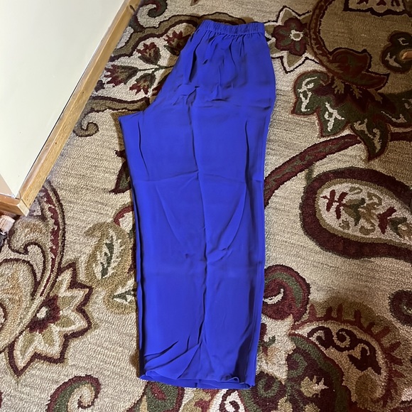 JONES NEW YORK Size 22W 100% Silk Cornflower Blue  Pull-On Pant Loose $155 NEW - Picture 5 of 15